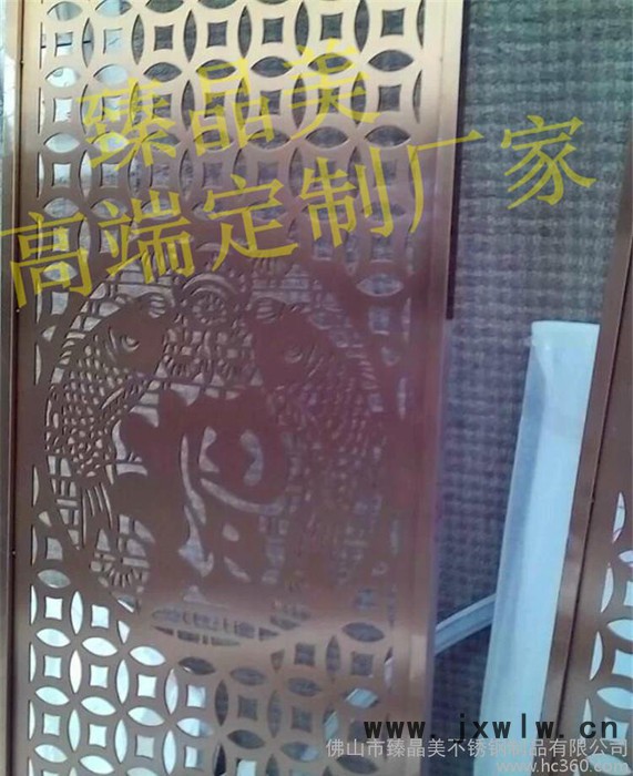 直銷 玫瑰金激光雕刻酒店玄關(guān)不銹鋼鏤空屏風(fēng)移動隔斷金屬