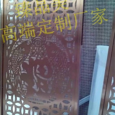 直銷 玫瑰金激光雕刻酒店玄關(guān)不銹鋼鏤空屏風(fēng)移動隔斷金屬