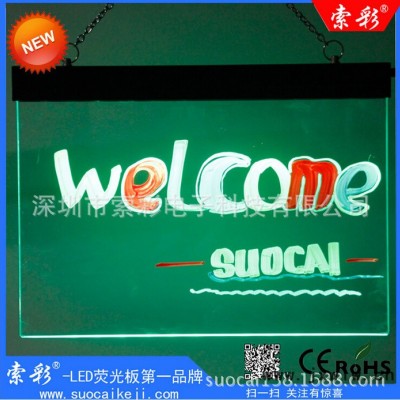 索彩Ta4030-K外貿(mào)出口熒光板 手寫發(fā)光廣告黑板 水晶臺(tái)式手寫七彩熒光板 可掛立柜臺(tái)式熒光板 可雕刻絲印熒光板