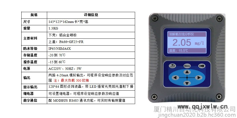污水廠熒光法溶氧儀